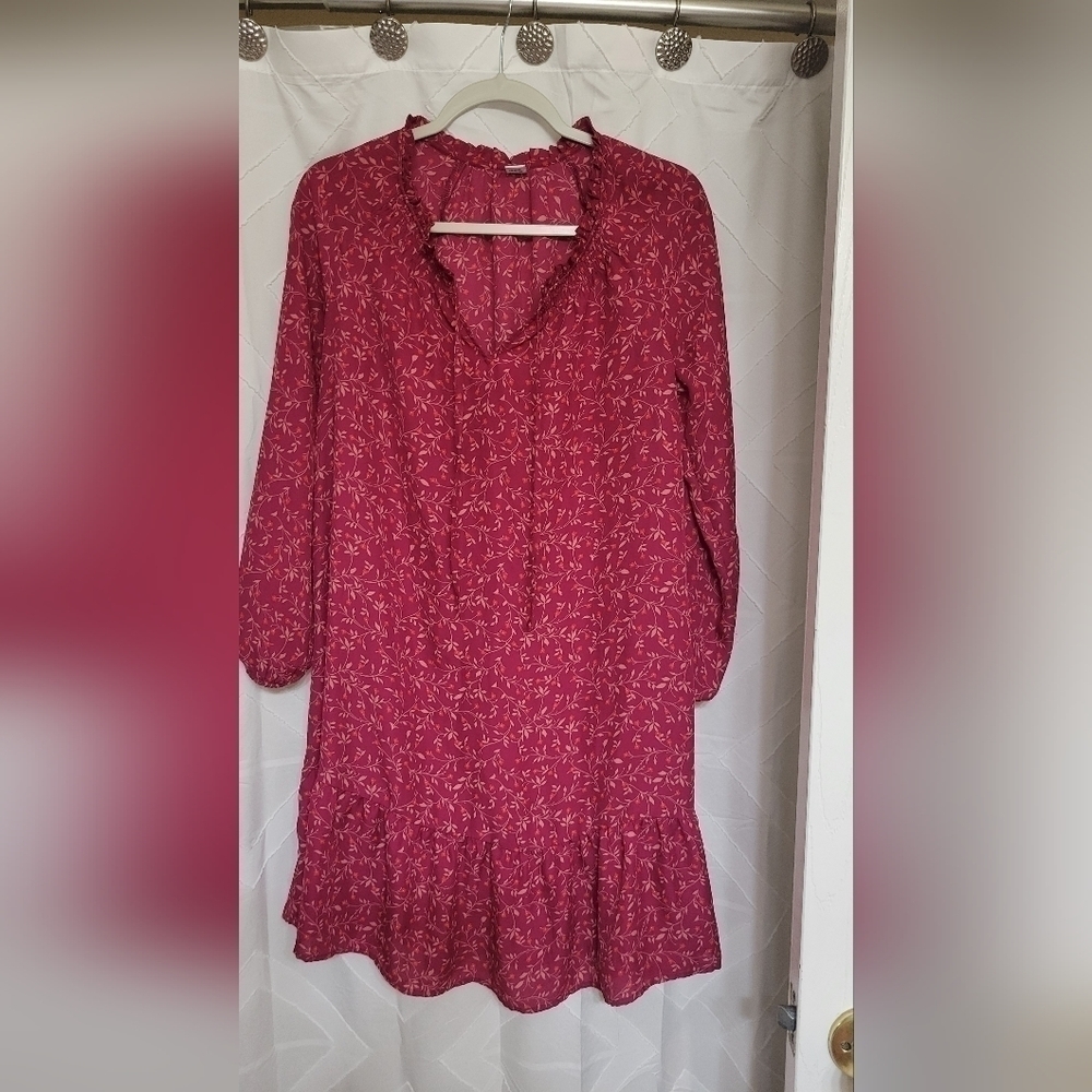 Old Navy Dress Swing S Pink Mini Floral Print Long Sleeve - Picture 4 of 6